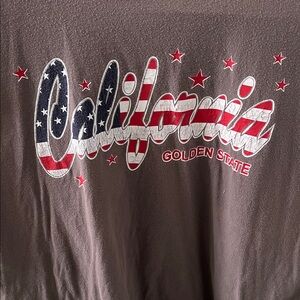 Vintage California Golden State Graphic Tee - Brown with Red, White & Blue